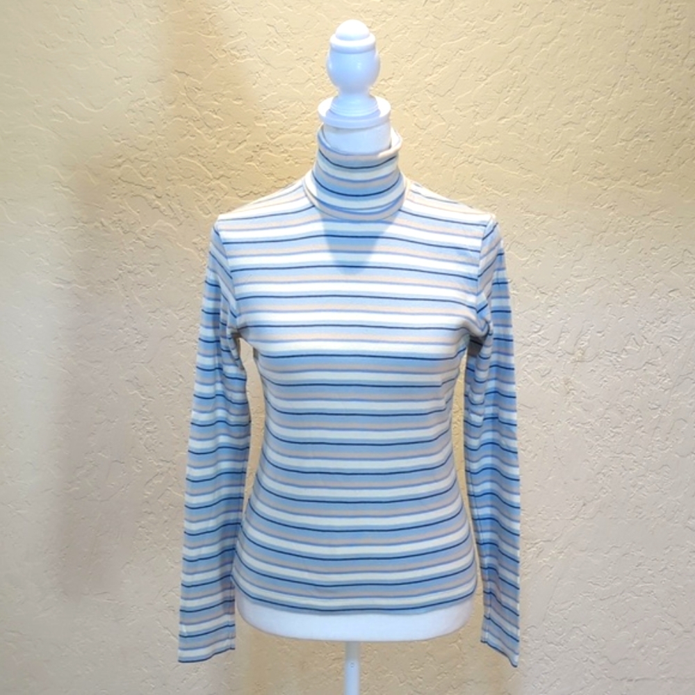 3/$20🌟 LOFT Vintage Striped Turtleneck Long Sleeve Cotton Tee Size Small